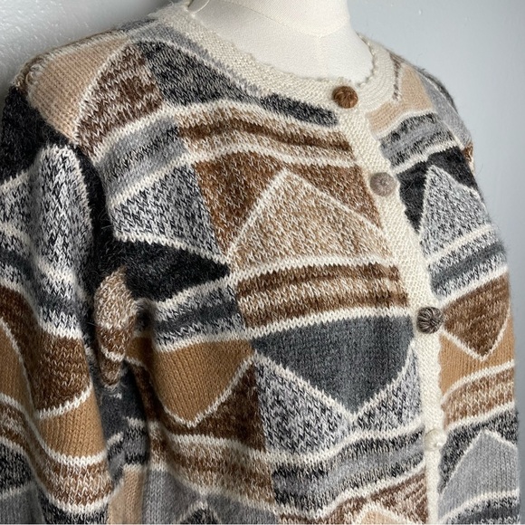 La Vicunita Baby Alpaca Multi Colored Cardigan Abstract print Sweater XL - Picture 10 of 11